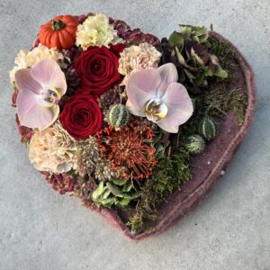 Allerheiligen model 3 - Open bloemenhart rood en roze