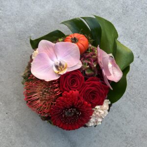 Allerheiligen model 5 - Rond bloemstuk rood en roze