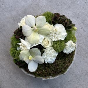 Allerheiligen model 8 - Ronde mosschaal wit en groen